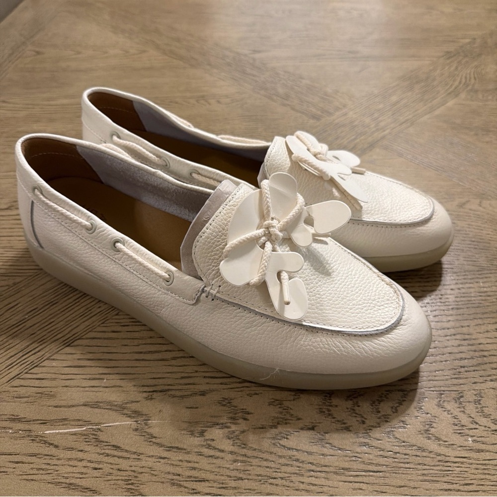 Naturalizer Keel Boat Women's Boat Shoes In Warm White Pebbled Leather Size 12